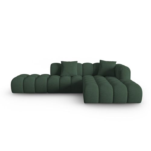 Canapé D'angle Droit Modulable "clotilde" 4 Places En Tissu Structurel Vert De Mer
