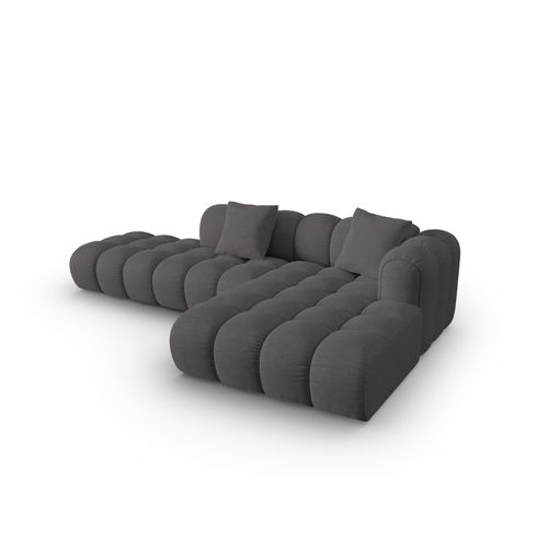 Canapé D'angle Droit Modulable "clotilde" 4 Places En Tissu Structurel Gris