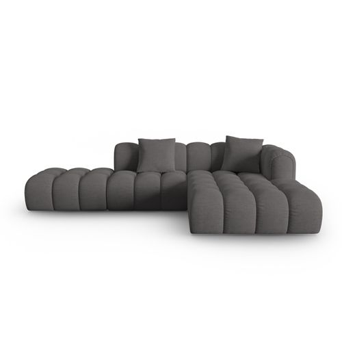 Canapé D'angle Droit Modulable "clotilde" 4 Places En Tissu Structurel Gris