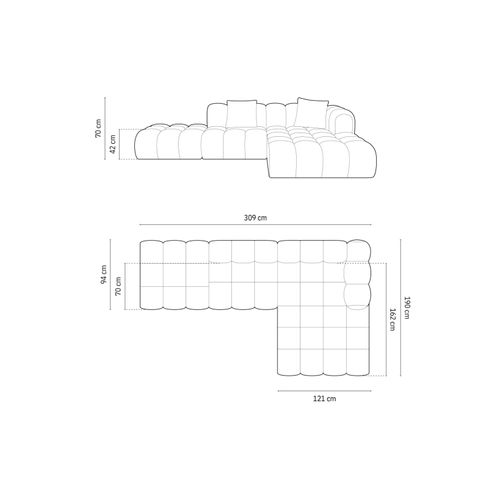 Canapé D'angle Droit Modulable "clotilde" 4 Places En Tissu Structurel Gris