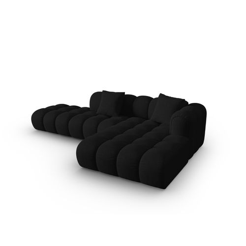 Canapé D'angle Droit Modulable "clotilde" 4 Places En Tissu Structurel Noir