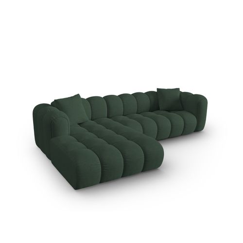 Canapé D'angle Gauche Modulable "clotilde" 4 Places En Tissu Structurel Vert De Mer