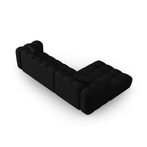 Canapé D'angle Gauche Modulable "clotilde" 4 Places En Tissu Structurel Noir