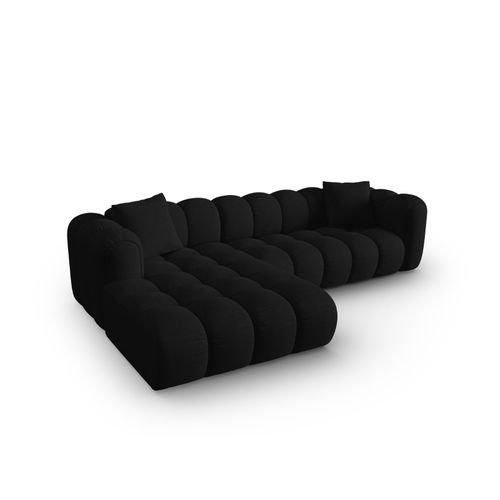 Canapé D'angle Gauche Modulable "clotilde" 4 Places En Tissu Structurel Noir