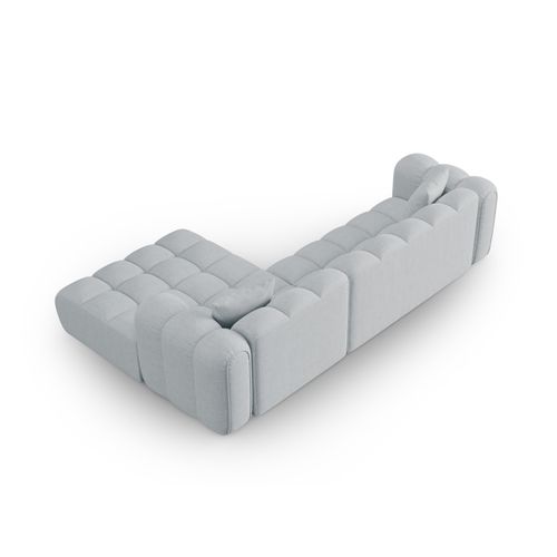 Canapé D'angle Droit Modulable "clotilde" 4 Places En Tissu Structurel Gris Clair