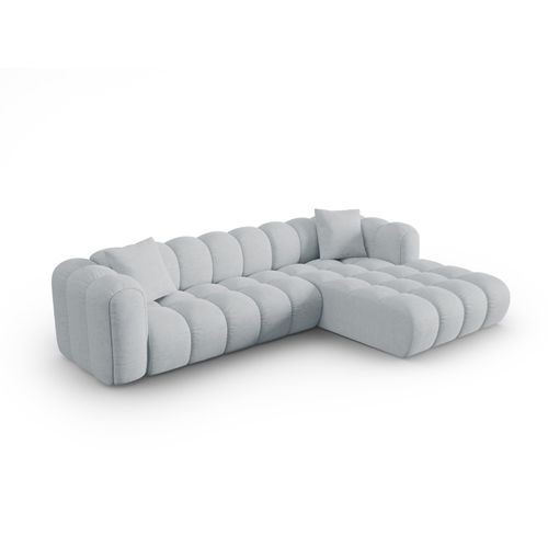 Canapé D'angle Droit Modulable "clotilde" 4 Places En Tissu Structurel Gris Clair