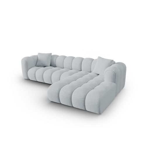 Canapé D'angle Droit Modulable "clotilde" 4 Places En Tissu Structurel Gris Clair