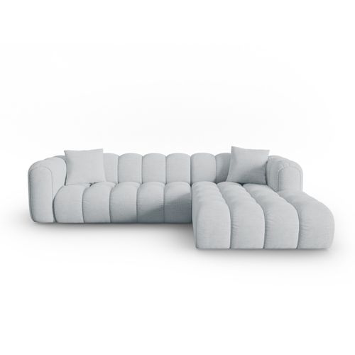 Canapé D'angle Droit Modulable "clotilde" 4 Places En Tissu Structurel Gris Clair