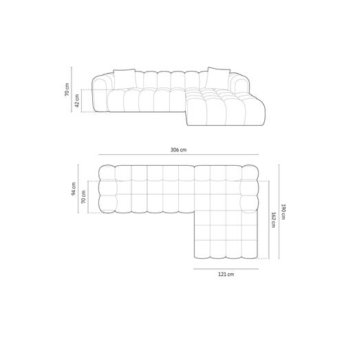 Canapé D'angle Droit Modulable "clotilde" 4 Places En Tissu Structurel Gris Clair