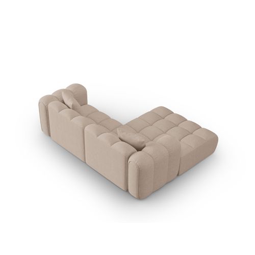Canapé D'angle Gauche Modulable "clotilde" 3 Places En Tissu Structurel Cappuccino