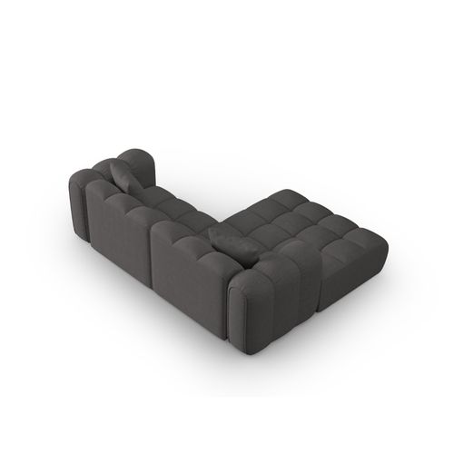 Canapé D'angle Gauche Modulable "clotilde" 3 Places En Tissu Structurel Gris