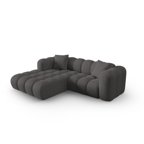 Canapé D'angle Gauche Modulable "clotilde" 3 Places En Tissu Structurel Gris