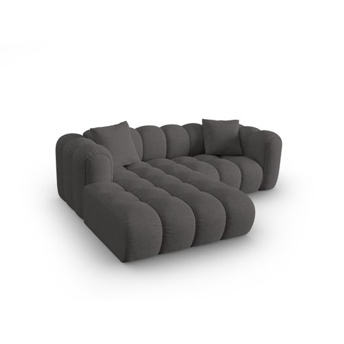 Canapé D'angle Gauche Modulable "clotilde" 3 Places En Tissu Structurel Gris