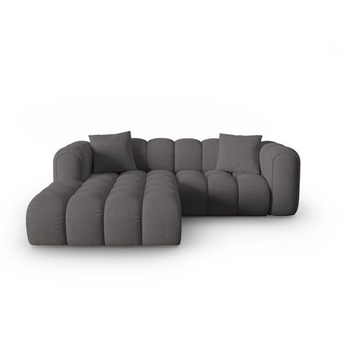 Canapé D'angle Gauche Modulable "clotilde" 3 Places En Tissu Structurel Gris