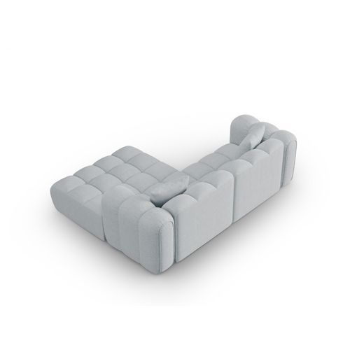 Canapé D'angle Droit Modulable "clotilde" 3 Places En Tissu Structurel Gris Clair