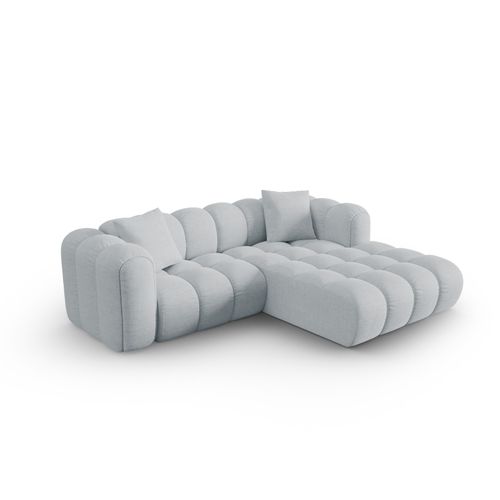 Canapé D'angle Droit Modulable "clotilde" 3 Places En Tissu Structurel Gris Clair