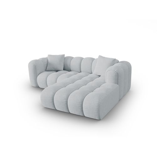 Canapé D'angle Droit Modulable "clotilde" 3 Places En Tissu Structurel Gris Clair