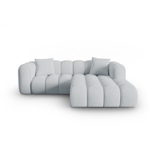 Canapé D'angle Droit Modulable "clotilde" 3 Places En Tissu Structurel Gris Clair