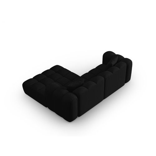 Canapé D'angle Droit Modulable "clotilde" 3 Places En Tissu Structurel Noir