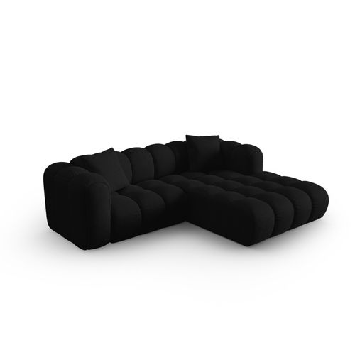 Canapé D'angle Droit Modulable "clotilde" 3 Places En Tissu Structurel Noir