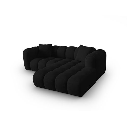 Canapé D'angle Droit Modulable "clotilde" 3 Places En Tissu Structurel Noir
