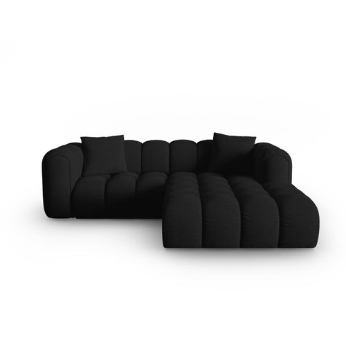 Canapé D'angle Droit Modulable "clotilde" 3 Places En Tissu Structurel Noir