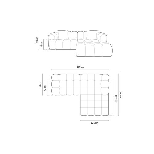 Canapé D'angle Droit Modulable "clotilde" 3 Places En Tissu Structurel Noir