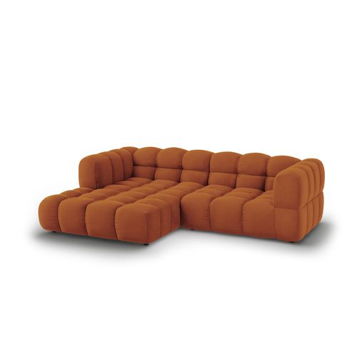Canapé D'angle Gauche Modulable "sky" 3 Places En Velours Terracotta