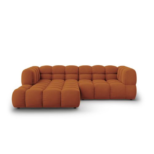 Canapé D'angle Gauche Modulable "sky" 3 Places En Velours Terracotta