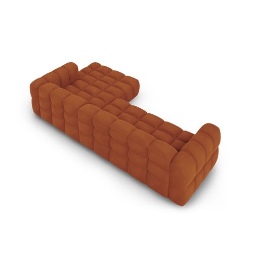Canapé D'angle Droit Modulable "sky" 4 Places En Velours Terracotta