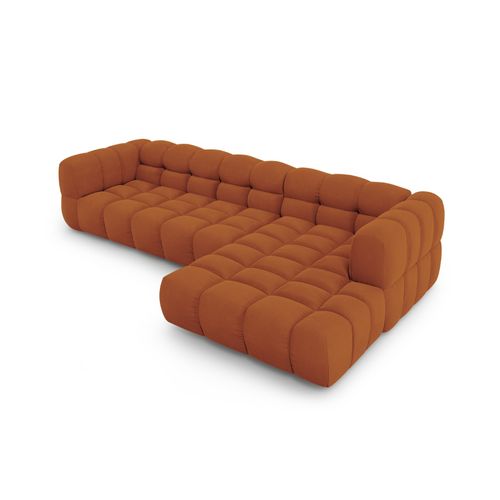 Canapé D'angle Droit Modulable "sky" 4 Places En Velours Terracotta
