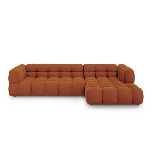Canapé D'angle Droit Modulable "sky" 4 Places En Velours Terracotta