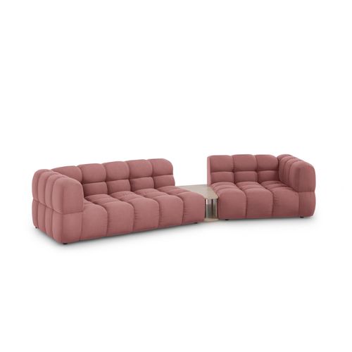 Canapé Modulable Droit "sky" 3 Places En Velours Saumon