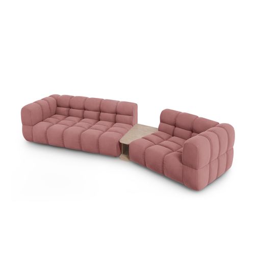 Canapé Modulable Droit "sky" 3 Places En Velours Saumon