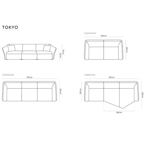 Canapé Modulable "tokyo" 5 Places En Velours Noir