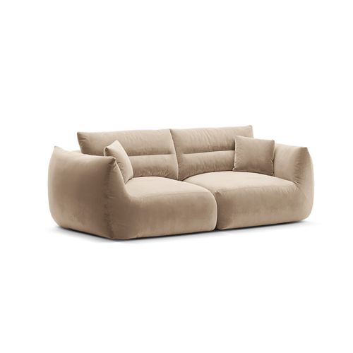 Canapé Modulable "maurie" 3 Places En Velours Beige Amande
