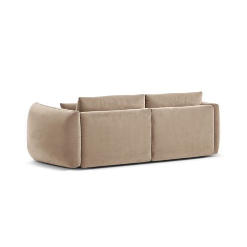 Canapé Modulable "maurie" 3 Places En Velours Beige Amande