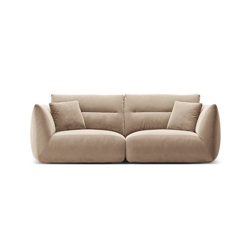 Canapé Modulable "maurie" 3 Places En Velours Beige Amande
