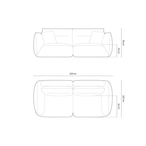 Canapé Modulable "maurie" 3 Places En Velours Beige Amande