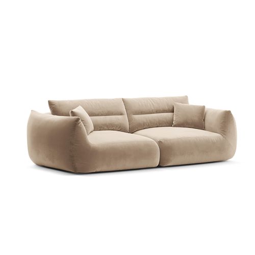 Canapé Modulable "maurie" 4 Places En Velours Beige Amande