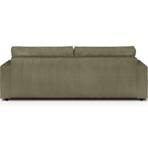 Canapé Convertible 3 Places En Velours Côtelé Vert Kaki Avec Coffre De Rangement - Robin