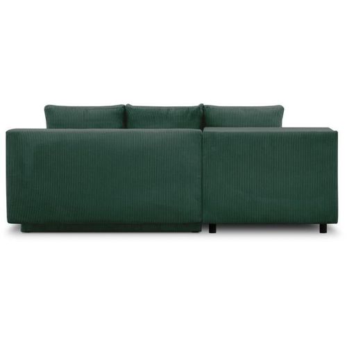 Canapé D'angle Gauche Convertible 3 Places - Tissu Velours Côtelé Vert Foncé - Coffre - 192x84x93cm