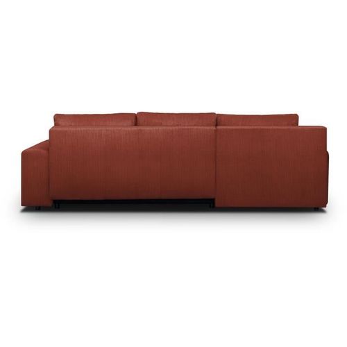 Canapé D'angle Convertible 5 Places Indian - Tissu Velours Côtelé Rouille - Coffre - 289x94/188x88cm