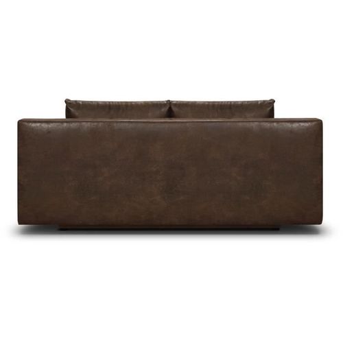 Canapé Convertible 3 Places - Mika - Tissu Vintage Cuir Vieiili Marron Foncé - Coffre - 192x84x93 Cm