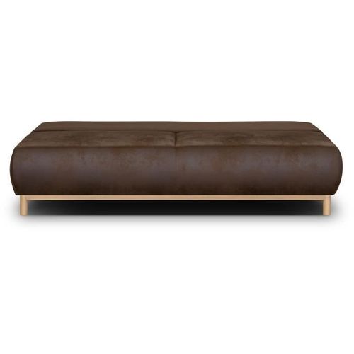 Canapé Convertible 3 Places - Mika - Tissu Vintage Cuir Vieiili Marron Foncé - Coffre - 192x84x93 Cm