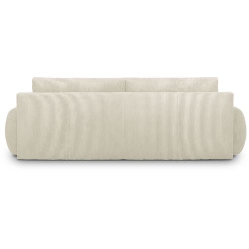 Canapé Convertible - 3 Places - Milo - Tissu Velours Côtelé Beige - Coffre De Rangement - 254 X 99