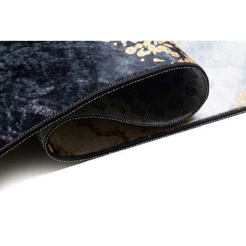 Tapis Salon Gris Doré Noir Franges Marbre Fin 160x230 Toscana