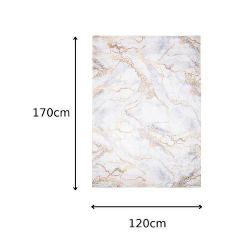 Tapis Salon Crème Gris Doré Design Abstrait Fin 120x170 Toscana