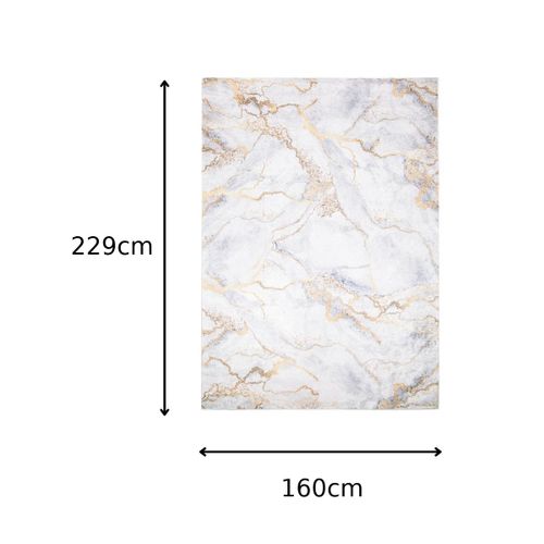 Tapis Salon Crème Gris Doré Design Abstrait Fin 160x230 Toscana