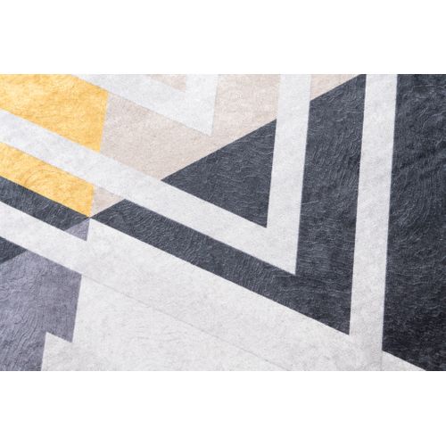 Tapis Salon Jaune Gris Beige Triangles Zigzag Fin 80x150 Toscana